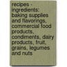 Recipes - Ingredients: Baking Supplies And Flavorings, Commercial Food Products, Condiments, Dairy Products, Fruit, Grains, Legumes And Nuts door Source Wikia