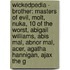 Wickedpedia - Brother: Masters Of Evil, Molt, Nuka, 10 Of The Worst, Abigail Williams, Abis Mal, Abnor Mal, Acer, Agatha Hannigan, Ajax The G