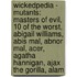 Wickedpedia - Mutants: Masters Of Evil, 10 Of The Worst, Abigail Williams, Abis Mal, Abnor Mal, Acer, Agatha Hannigan, Ajax The Gorilla, Alam
