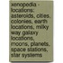 Xenopedia - Locations: Asteroids, Cities, Colonies, Earth Locations, Milky Way Galaxy Locations, Moons, Planets, Space Stations, Star Systems