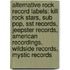 Alternative Rock Record Labels: Kill Rock Stars, Sub Pop, Sst Records, Jeepster Records, American Recordings, Wildside Records, Mystic Records