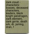 Dark Cloud - Characters: Bosses, Deceased Characters, Leaders, Black Knight Pendragon, Dark Element, Dark Genie, Death Ark, Dr. Jaming, Dran, F
