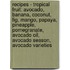 Recipes - Tropical Fruit: Avocado, Banana, Coconut, Fig, Mango, Papaya, Pineapple, Pomegranate, Avocado Oil, Avocado Season, Avocado Varieties