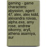 Gaming - Game Characters: Abyssion, Agent 47, Alex, Alex Kidd, Alexandra Roivas, Alpha.Exe, Amy Rose, Andrew Oikonny, Aryll, Athena Asamiya, Aur door Source Wikia