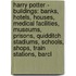 Harry Potter - Buildings: Banks, Hotels, Houses, Medical Facilities, Museums, Prisons, Quidditch Stadiums, Schools, Shops, Train Stations, Barcl