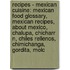 Recipes - Mexican Cuisine: Mexican Food Glossary, Mexican Recipes, About Mexico, Chalupa, Chicharr N, Chiles Rellenos, Chimichanga, Gordita, Molc