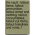 The Vault - Fallout Items: Fallout Ammunition, Fallout Armor And Clothing, Fallout Consumables, Fallout Cut Items, Fallout Holodisks And Notes, F