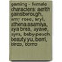 Gaming - Female Characters: Aerith Gainsborough, Amy Rose, Aryll, Athena Asamiya, Aya Brea, Ayane, Ayra, Baby Peach, Beauty Yu, Berri, Birdo, Bomb