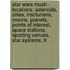 Star Wars Mush - Locations: Asteroids, Cities, Institutions, Moons, Planets, Points Of Interest, Space Stations, Sporting Venues, Star Systems, Tr