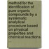 Method For The Identification Of Pure Organic Compounds By A Systematic Analytical Procedure Based On Physical Properties And Chemical Reactions ...