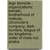 Lego Bionicle - Organizations: Barraki, Brotherhood Of Makuta, Chronicler's Company, Dark Hunters, League Of Six Kingdoms, Order Of Mata Nui, Piraka door Source Wikia