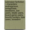 Subrosian Fanfiction - Characters: Androgynous, Antagonists, Assassins, Axe Users, Blade Users, Board Game Users, Bounty Hunters, Bow Users, Boxedinn by Source Wikia