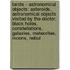 Tardis - Astronomical Objects: Asteroids, Astronomical Objects Visited By The Doctor, Black Holes, Constellations, Galaxies, Meteorites, Moons, Nebul