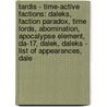 Tardis - Time-Active Factions: Daleks, Faction Paradox, Time Lords, Abomination, Apocalypse Element, Da-17, Dalek, Daleks - List Of Appearances, Dale door Source Wikia
