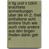 N Tig Und N Tzlich Erachtete Anmerkungen Uber Die Im 2. Theil Enthaltene Acht Erstere Tituln Wie Auch Viele Andere Aus Den Brigen Theilen Dahin Geh Ri door Johann Philipp Orth