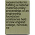 Requirements For Fulfilling A National Materials Policy: Proceedings Of An Engineering Foundation Conference Held At New England College, Henniker, Ne