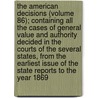 The American Decisions (Volume 86); Containing All The Cases Of General Value And Authority Decided In The Courts Of The Several States, From The Earliest Issue Of The State Reports To The Year 1869 door John Proffatt