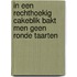 In een rechthoekig cakeblik bakt men geen ronde taarten
