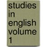 Studies in English Volume 1