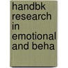Handbk Research in Emotional and Beha by Sarup R. Mathur