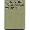 Studies in the Social Sciences Volume 15 door Minnesota University