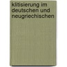 Klitisierung im Deutschen und Neugriechischen door Michael Prinz