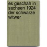 Es Geschah In Sachsen 1924 Der Schwarze Witwer door Horst Bosetzky