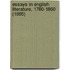 Essays In English Literature, 1780-1860 (1895)