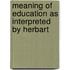 Meaning of Education as Interpreted by Herbart