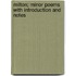 Milton; Minor Poems with Introduction and Notes