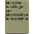 Kritische Nachtr Ge Zur Lateinischen Formenlehre