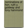 Nominations of Hon. Ruth Y. Goldway and Tony Hammond by United States Congress Senate