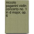 Niccolo Paganini Violin Concerto No. 1 in D Major, Op. 6
