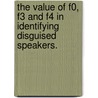 The Value Of F0, F3 And F4 In Identifying Disguised Speakers. door Aaron Meyers