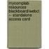 Mycomplab Resources Blackboard/Webct -- Standalone Access Card