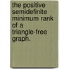 The Positive Semidefinite Minimum Rank Of A Triangle-Free Graph. door Louis A. Deaett