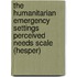 The Humanitarian Emergency Settings Perceived Needs Scale (hesper)