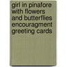 Girl in Pinafore with Flowers and Butterflies Encouragment Greeting Cards door Laughing Elephant Publishing