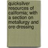 Quicksilver Resources of California; With a Section on Metallurgy and Ore-Dressing