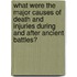 What were the major causes of death and injuries during and after ancient battles?