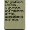 The Gardener's Calendar - Suggestions And Reminders Of Work Appropriate To Each Month by Eben Eugene Rexford