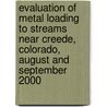 Evaluation of Metal Loading to Streams Near Creede, Colorado, August and September 2000 door United States Government