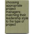 Choosing Appropriate Project Managers: Matching Their Leadership Style To The Type Of Project