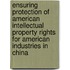 Ensuring Protection of American Intellectual Property Rights for American Industries in China