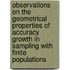 Observations on the Geometrical Properties of Accuracy Growth in Sampling with Finite Populations