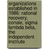 Organizations Established In 1986: Rational Recovery, Conaie, Sigma Lambda Beta, The Independent Institute