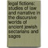 Legal Fictions: Studies of Law and Narrative in the Discursive Worlds of Ancient Jewish Sectarians and Sages