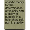 Analytic Theory For The Determination Of Velocity And Stability Of Bubbles In A Hele-shaw Cell. Part Ii, Stability door United States Government