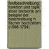 Festbeschreibung: Funktion Und Topik Einer Textsorte Am Beispiel Der Beschreibung H Fischer Hochzeiten (1568-1794)