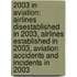 2003 In Aviation: Airlines Disestablished In 2003, Airlines Established In 2003, Aviation Accidents And Incidents In 2003
